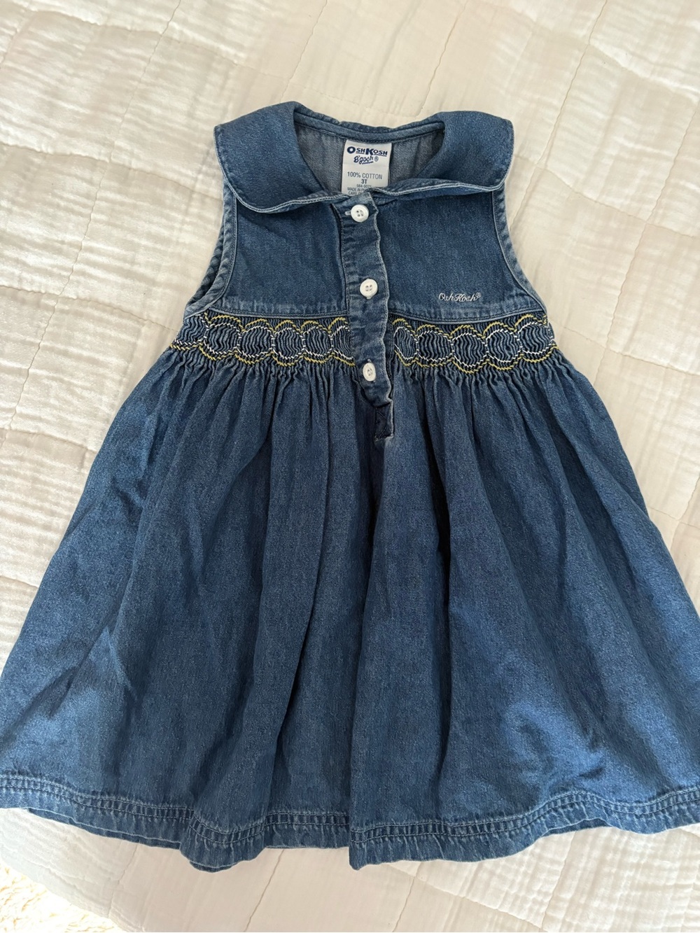 OshKosh B'gosh Denim Blue Smocked Sleeveless Dress